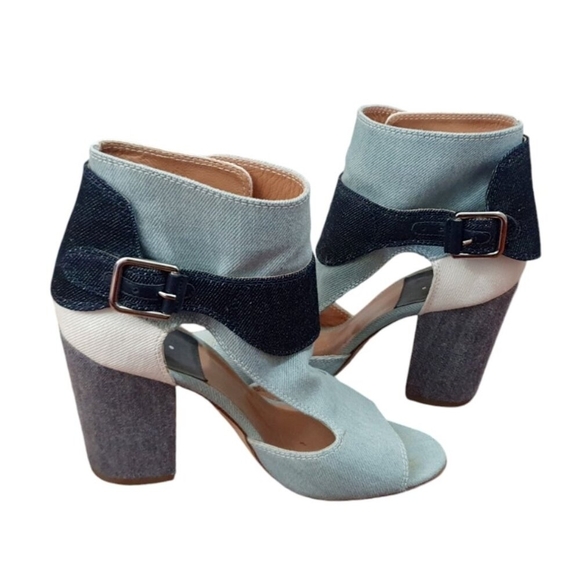 Laurence Dacade Rush Denim Peep Toe Ankle Booties Size EU 37/USA 6.5 - Picture 3 of 13